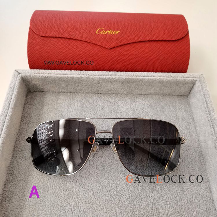Best Copy Cartier Men Sunglasses CA0958 Grey Square-frame